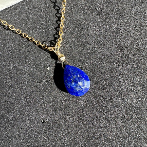 Lapis Lazuli Necklace Earrings Set 14k Gold Filled - Picture 6 of 12